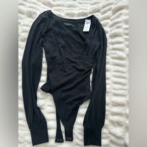 Abercrombie & Fitch Black Long Sleeve Bodysuit